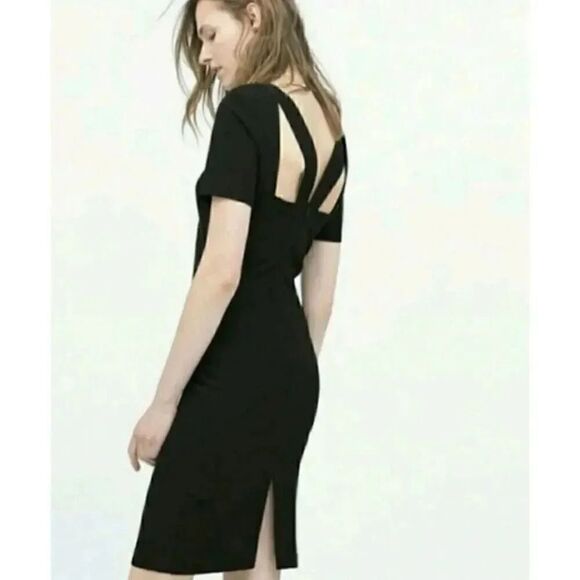 ZARA Women’s Black BODYCON RUBE DRESS Cocktail Party Slim SIZE XS #1173 - Picture 2 of 14